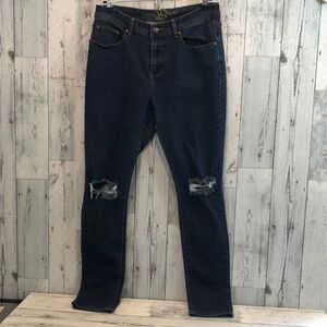 AQ Denim High Rise Distressed Skinny Jeans 14